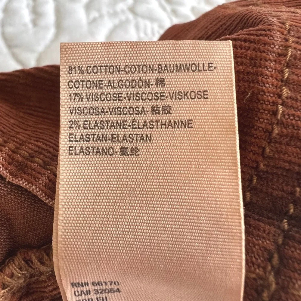 Free People Corduroy Mini Skirt Rust Burnt Orange High‎ Waisted Size 4 Boho Slit